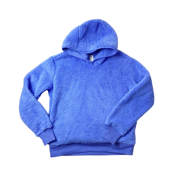 Athleta Girl Sherpa Hoodie, Blue - Picture 1 of 8
